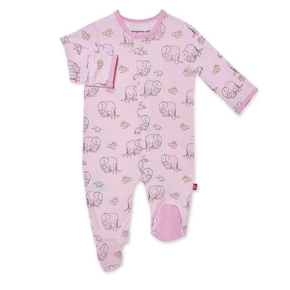 Magnetic Me Pink Elephant Modal Footie. Size 9-12 mos. Limited Ed print. NWT